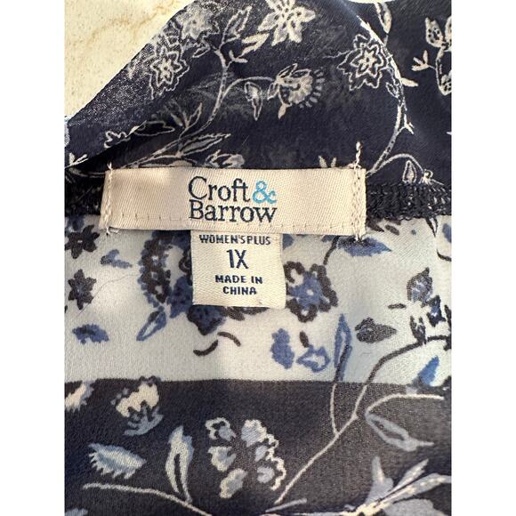 Women’s Plus Size Kimono Style Top Coverup Blue Floral Sheer Boho Festival 1X - Picture 4 of 9